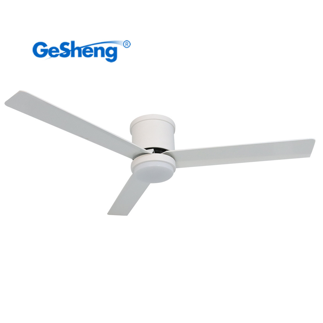 Modern decorative indoor 52 inch three ABS blades flush mount low profile ceiling fan with light