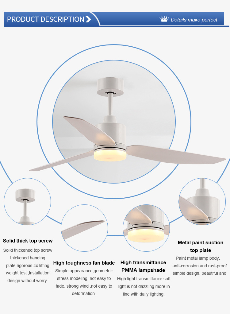 High quality bedroom 3 ABS blades fan ceil modern light dc bldc remote control fan ceiling