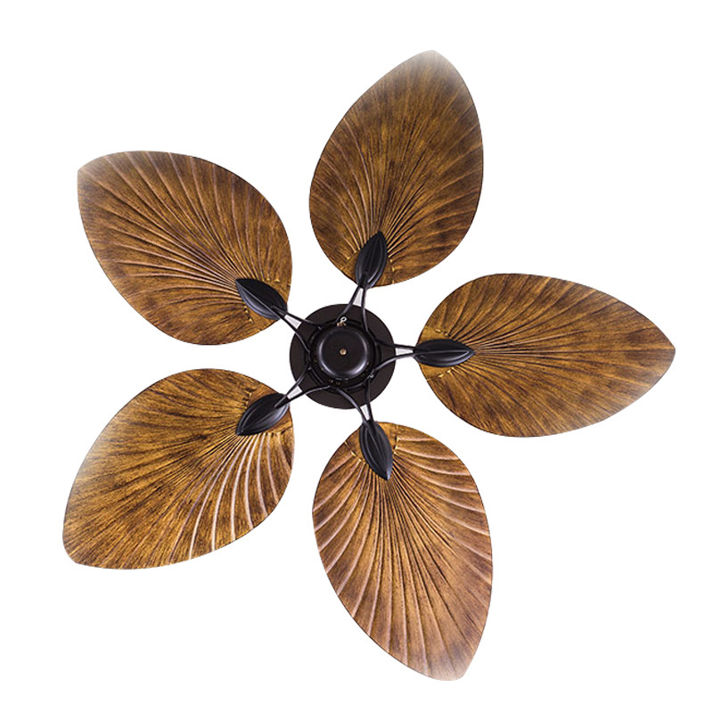 Retro antique style tropical 52 inch celling cieling fan ABS palm leaf blades dc remote control decorative ceiling fan