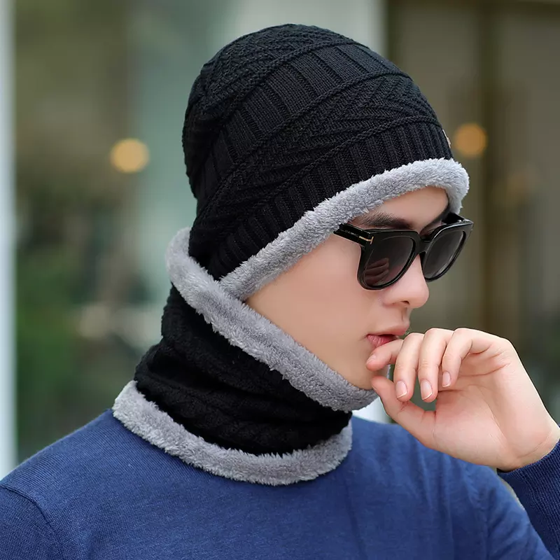 Winter Fashion Outing Warm Men's Gloves Scarf Set