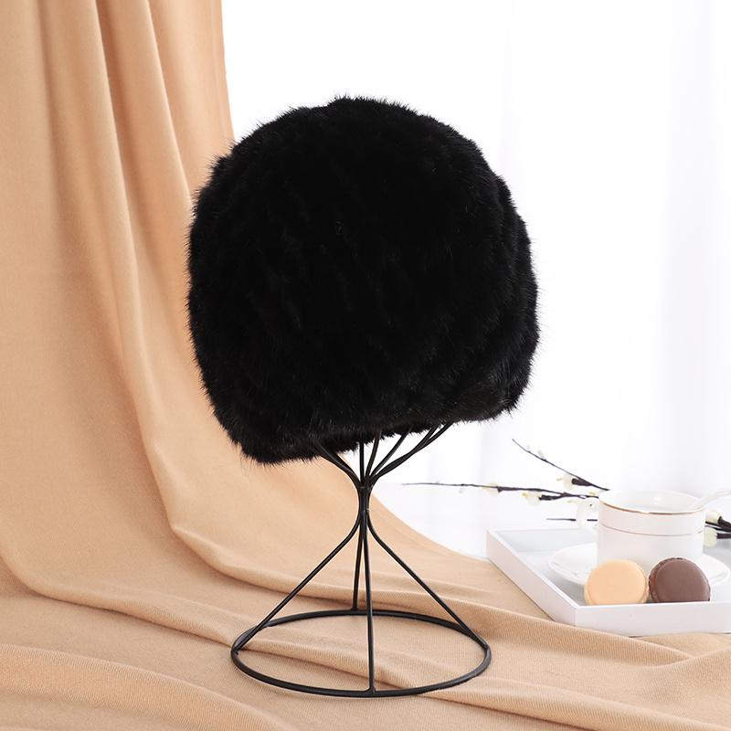 Popular Warm Ladies Winter Beanie Mink Fur Head Warm Hat