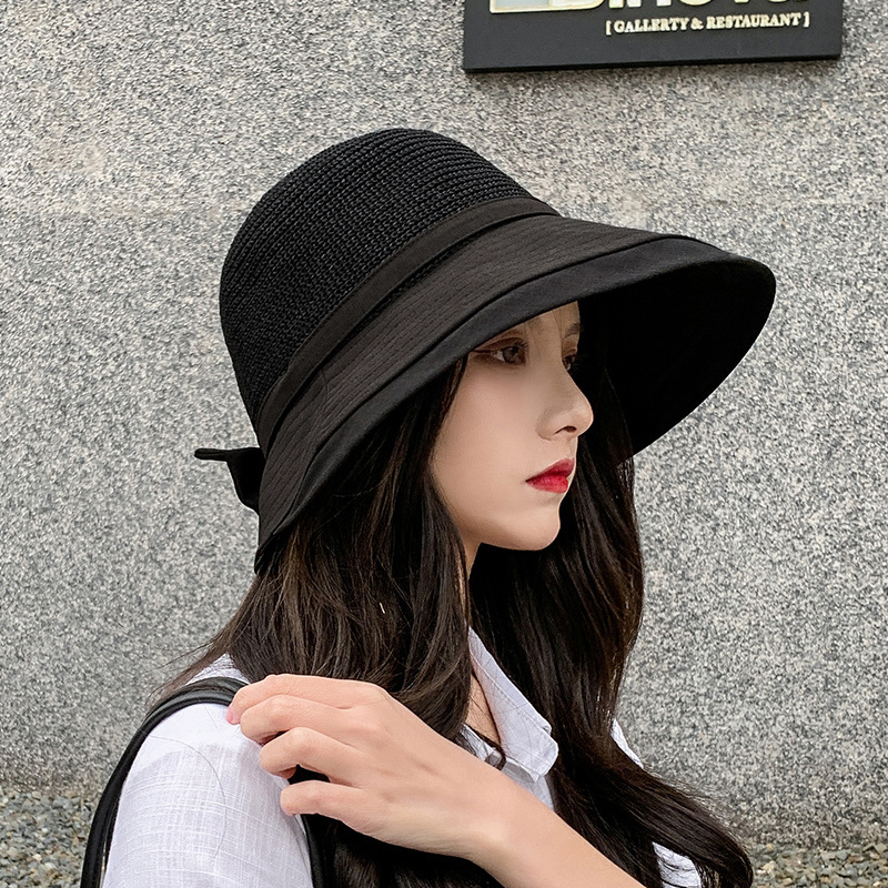 Wholesale summer folding women sun protection empty top big brim bucket hat fisherman hat