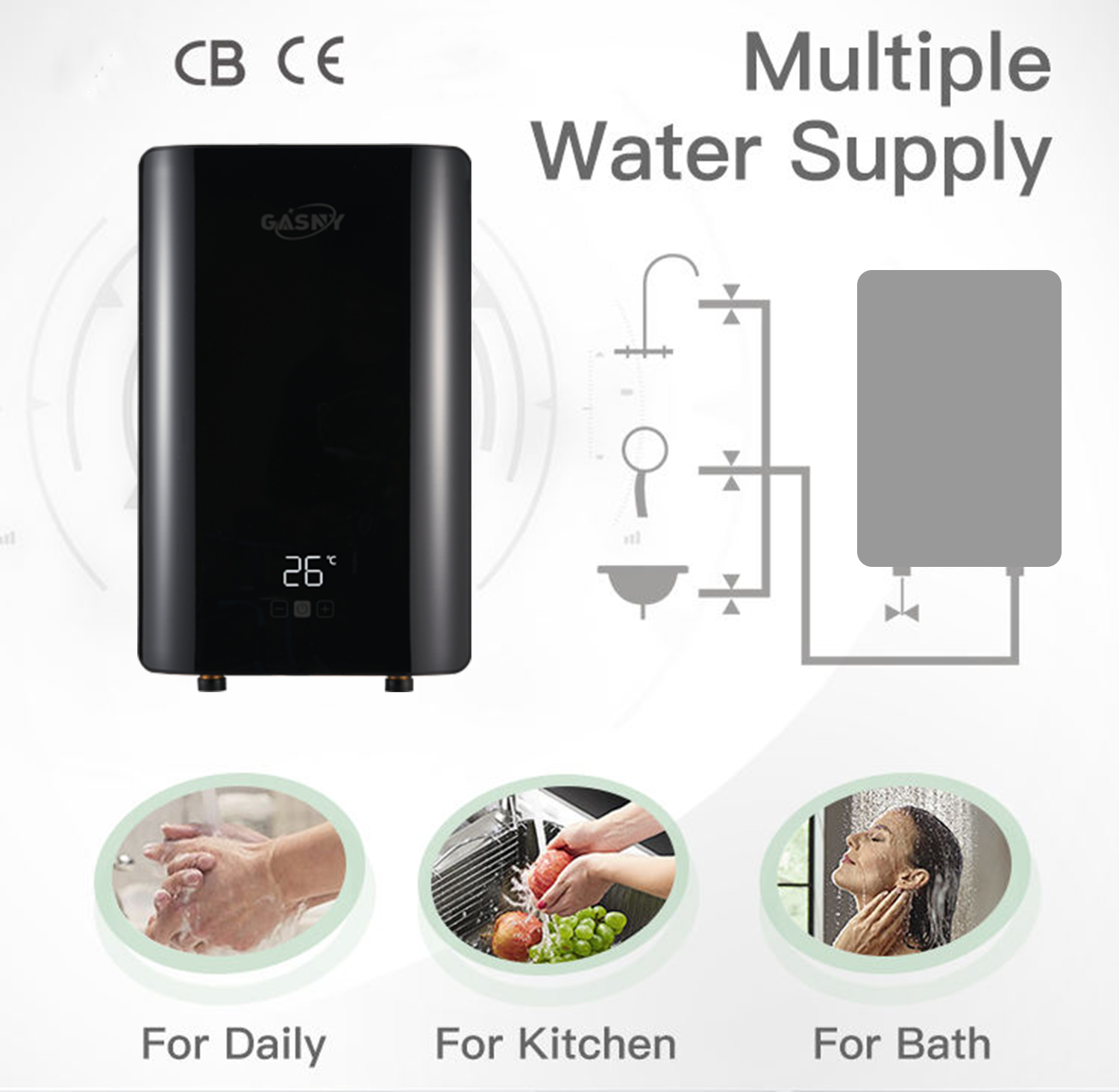 Home Appliance 8.5kW CE ETL Bathroom Hot Water Geywer Instant Electric Water Heater for shower bath