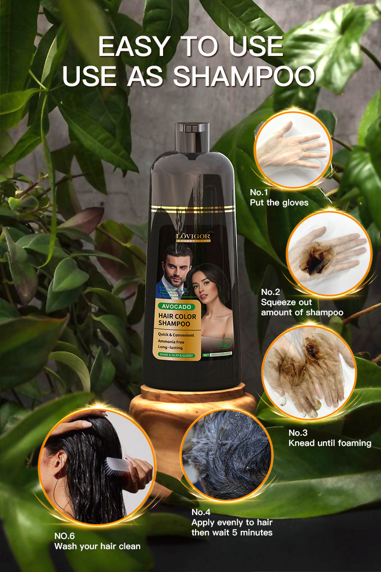 Wholesale Manufacturer 3 In 1 Ammonia Free No Ppd Oem Magic Permanent Fast Black Dye Hair Color Shampoo