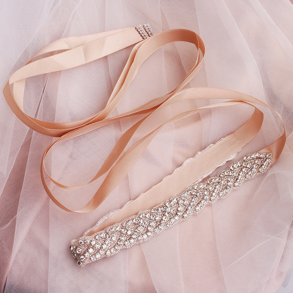 Rhinestone Wedding Belt Silver Rhinestone Belts  Crystal Bridal Beaded Belts for Formal Dresses