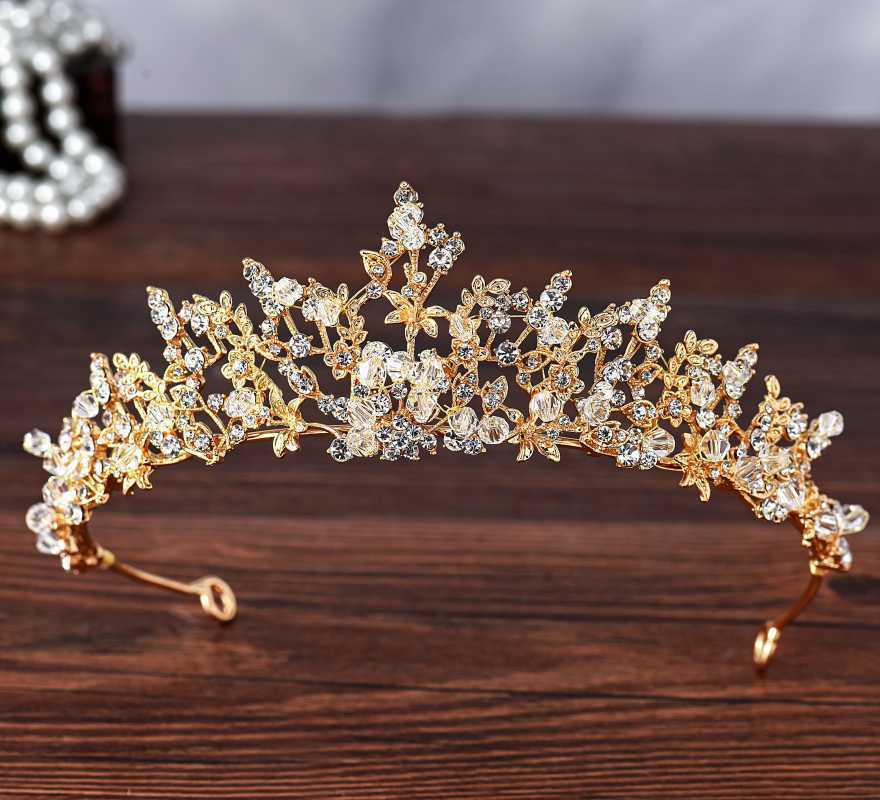 Jeweled Wedding Tiaras and Crowns for Women Metal Princess Tiara Queen Crown for Bride Bridal Headpieces for Birthday