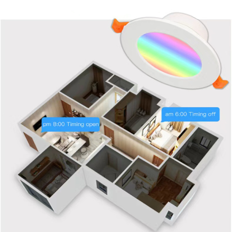 Dimmable Slim Bluetooth Canless Pot Light Color Changeable Selectable 3000K 4000K 5000K Smart Wifi Rgb Led Recessed Lighting