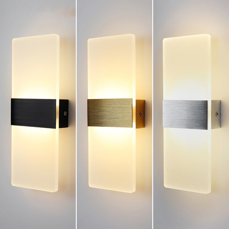 Indoor Touch Control Touch Switch Acrylic Wall Lamp Modern Up Down Lamp Bedroom Corridor Stairs Bathroom Acrylic Led Wall Sconce