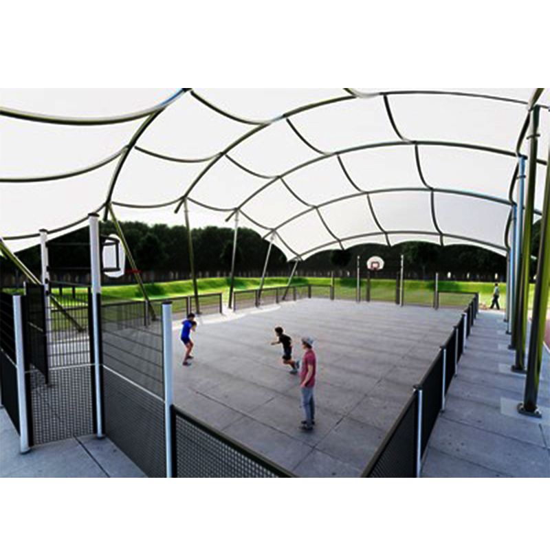 Outdoor steel structures tensile membrane structure for paddle court roof basket