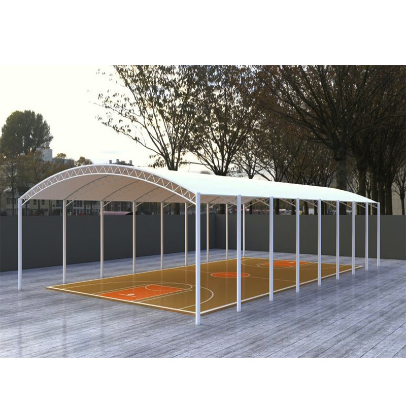 Outdoor steel structures tensile membrane structure for paddle court roof basket