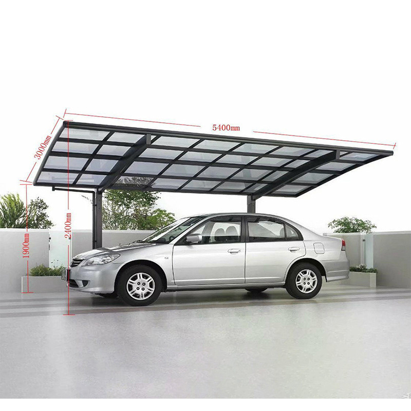 Factory wholesale Single Slope Carport Car Parking Aluminium Canopy With Polycarbonate Sheet Roof