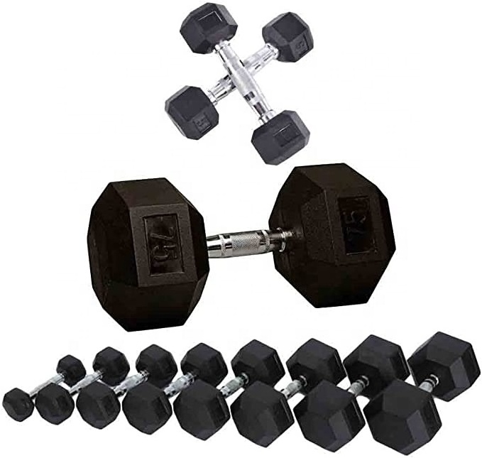 Barbell Dumbbell Storage 3 Tiers Dumbbell Rack 15 Pairs Rubber Hex Dumbbell Set with rack