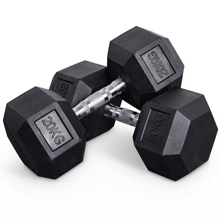 Fitness Equipment Home Gym Strength Training 1-70kg Hex Rubber Coated Dumbbell