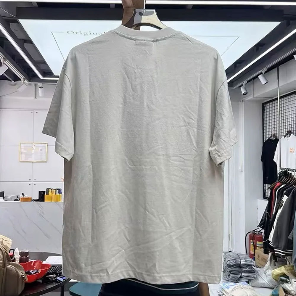 Wholesale 100% Cotton Embossed T-Shirt Custom Oversize Round Neck Short Sleeve T-shirt Breathable Embossed O-neck T-shirt