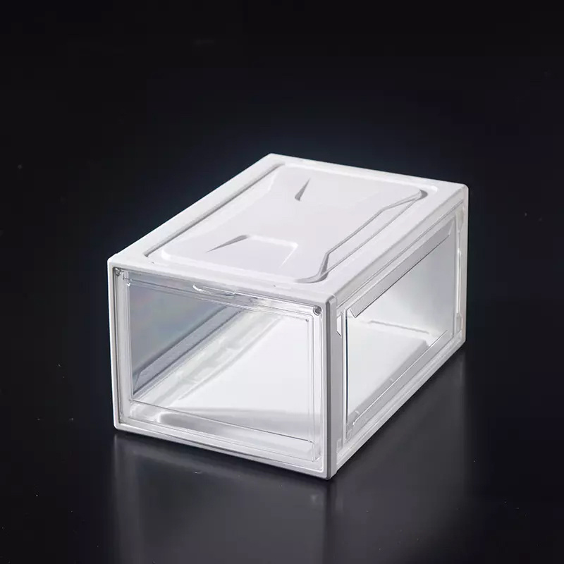 High Quality Injection Technics Clear Plastic Stackable Shoe Case Organizer Space Saving Foldable Sneaker Storage Container Box