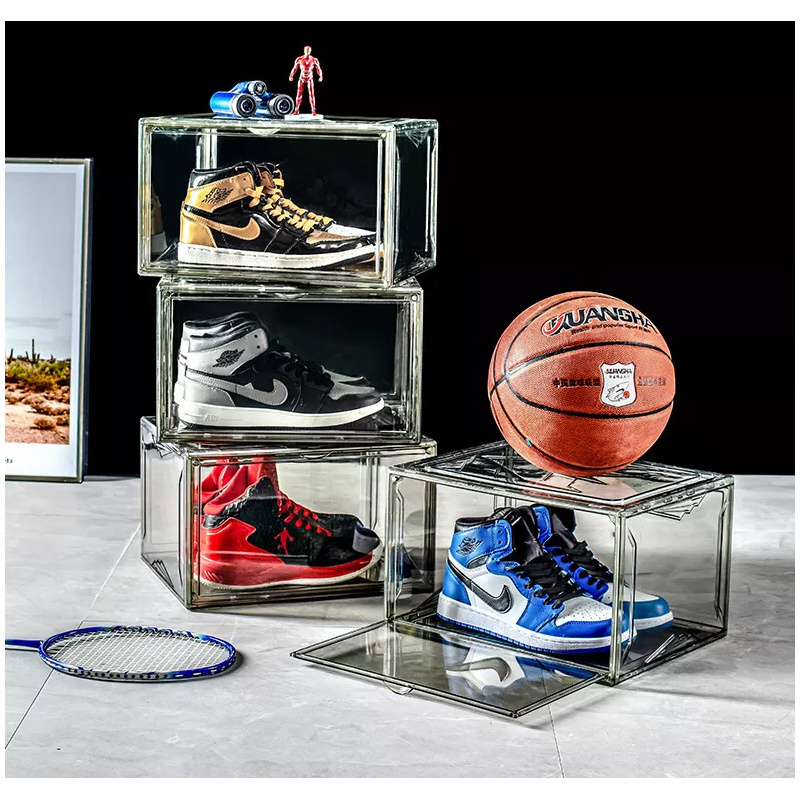 Factory Wholesale Clear Sturdy Shoe Storage Box,Plastic Stackable Space Saving Storage Bins Shoe Organizer