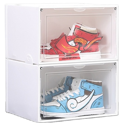 Home Decor Transparent Stackable Dustproof Flip Men Shoes Storage Container Foldable Wholesale Plastic Shoe Box Storage