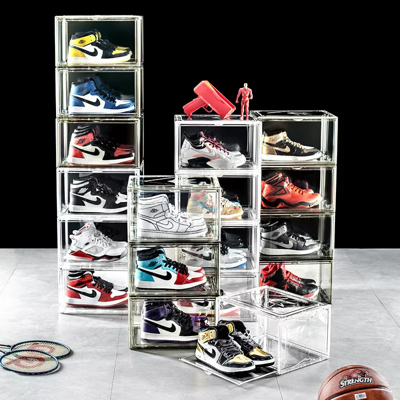 Factory Wholesale Clear Sturdy Shoe Storage Box,Plastic Stackable Space Saving Storage Bins Shoe Organizer