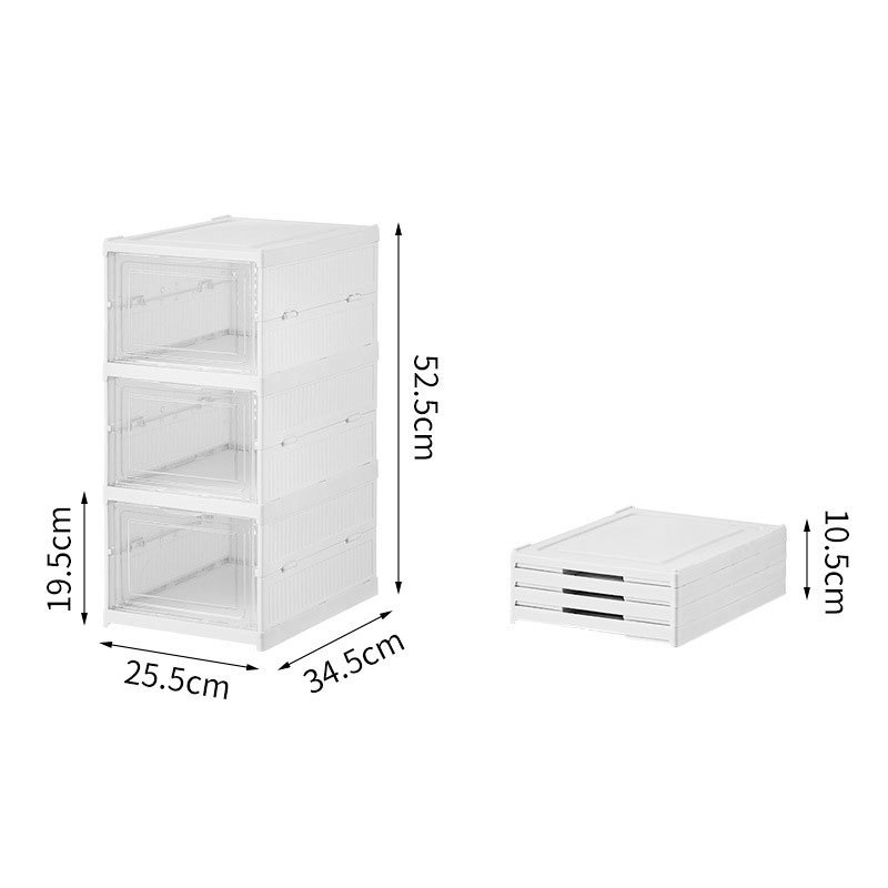 Solid Plastic 3 Layers All-in-One Foldable Sneaker Shoe Rack Storage Boxes Space Saving Folding Collapsible Shoe Organizer