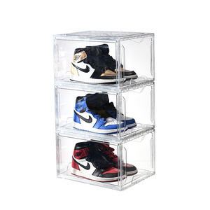 Factory Wholesale Clear Sturdy Shoe Storage Box,Plastic Stackable Space Saving Storage Bins Shoe Organizer