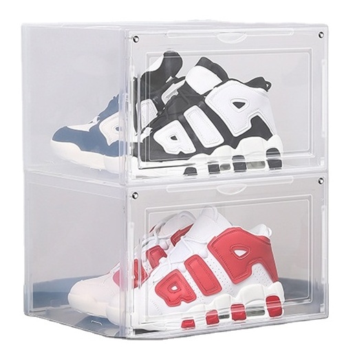 Home Decor Transparent Stackable Dustproof Flip Men Shoes Storage Container Foldable Wholesale Plastic Shoe Box Storage