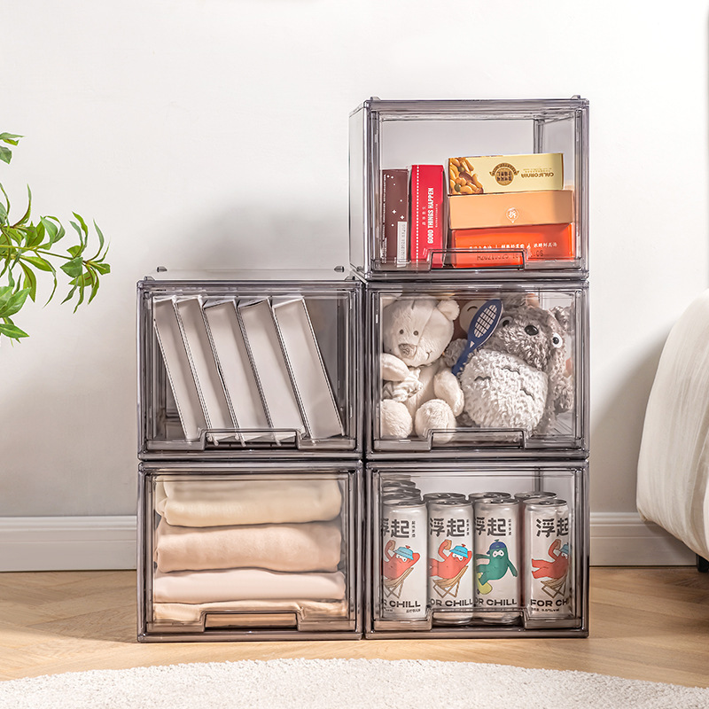 New Trends Stackable Shoes Makeup Organizers Drawers Plastic Cosmetic Skincare Pantry Snack Storage Box