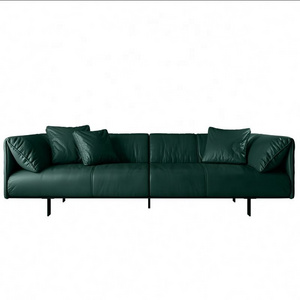 2024 Dark Green Hong Kong Style Luxury Living Room Leather Sofa