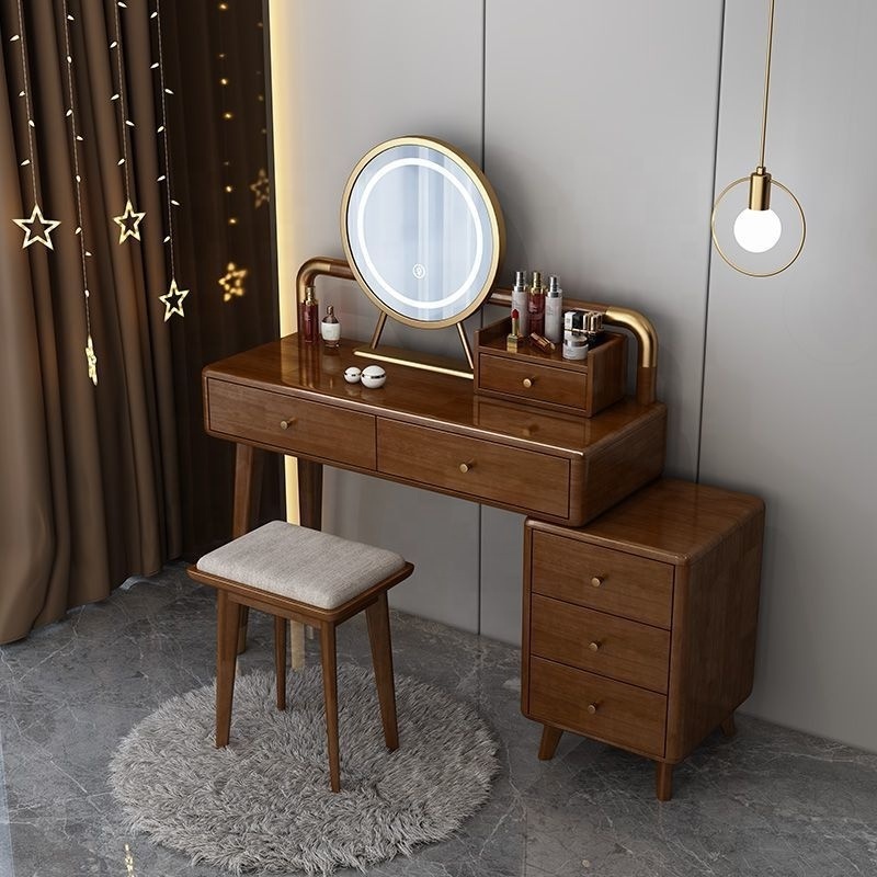 Solid Wood Dressing Table Designs Bedroom Modern Makeup Mirror Locker Makeup Table Makeup Dressing Table For Room