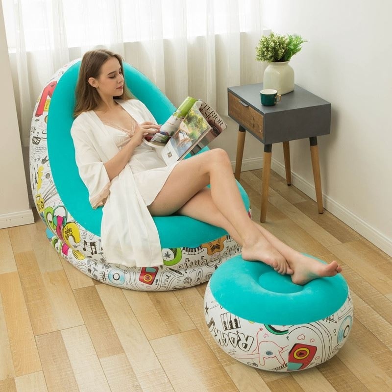 Lazy Sofa Inflatable Folding Recliner Outdoor Sofa Bed With Inflation Pump Factory Wholesale