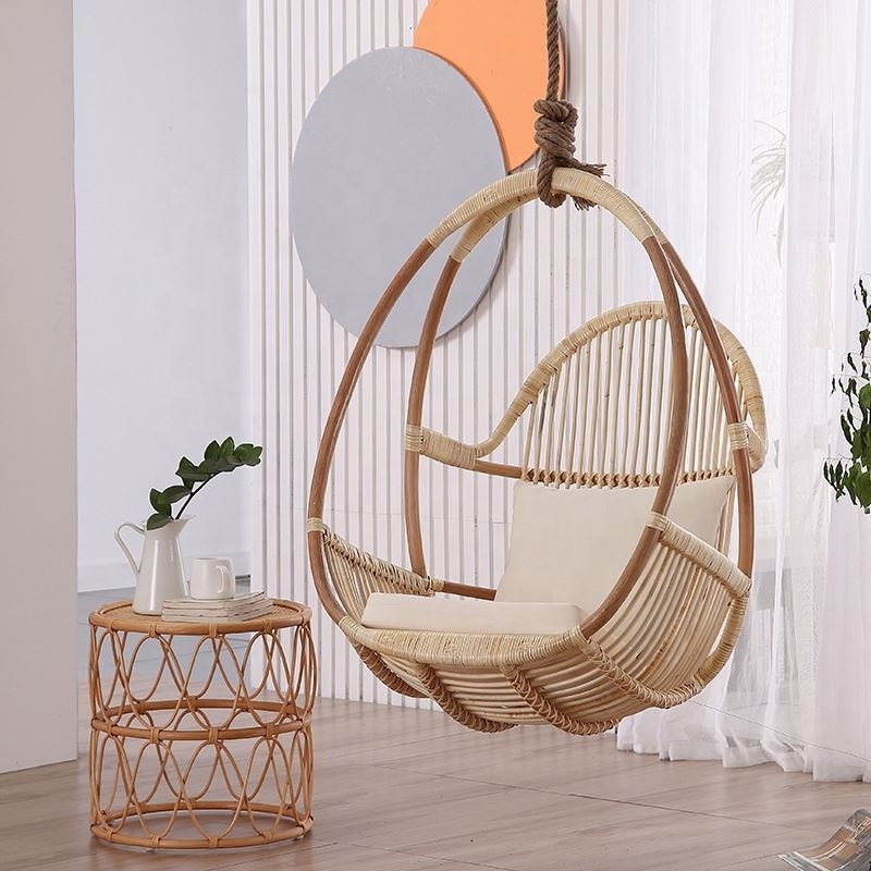 2024 Nordic Simple Hanging Hanging Chair Indoor Swing Woven Natural True Rattan Nest Rocking Chair