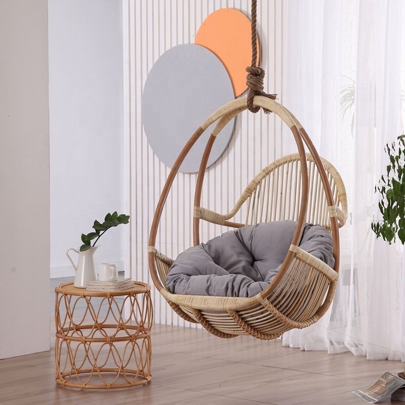 2024 Nordic Simple Hanging Hanging Chair Indoor Swing Woven Natural True Rattan Nest Rocking Chair