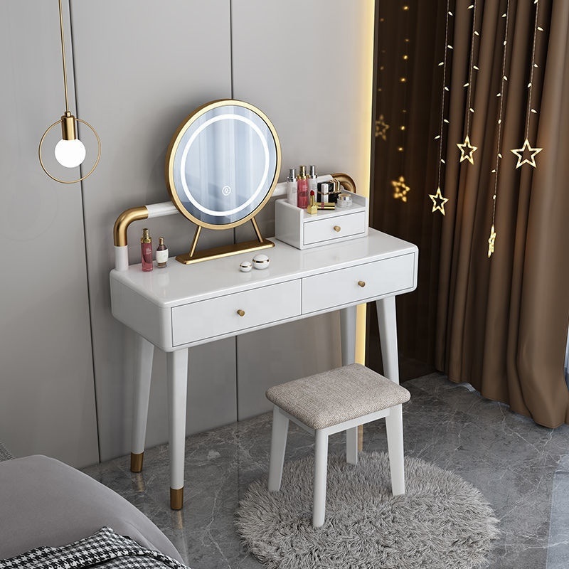 Solid Wood Dressing Table Designs Bedroom Modern Makeup Mirror Locker Makeup Table Makeup Dressing Table For Room