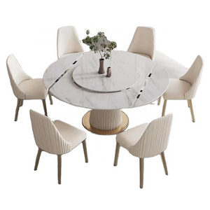 Light Luxury Slate Telescopic Foldable Dining Table Multi-functional Rotating Italian-style Dining Table And Chairs