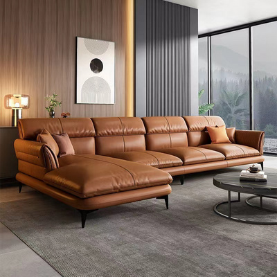 Italian Luxury Sofa Set Furniture GENUINE LEATHER L - Shaped Latex Combination Living Room Sofas