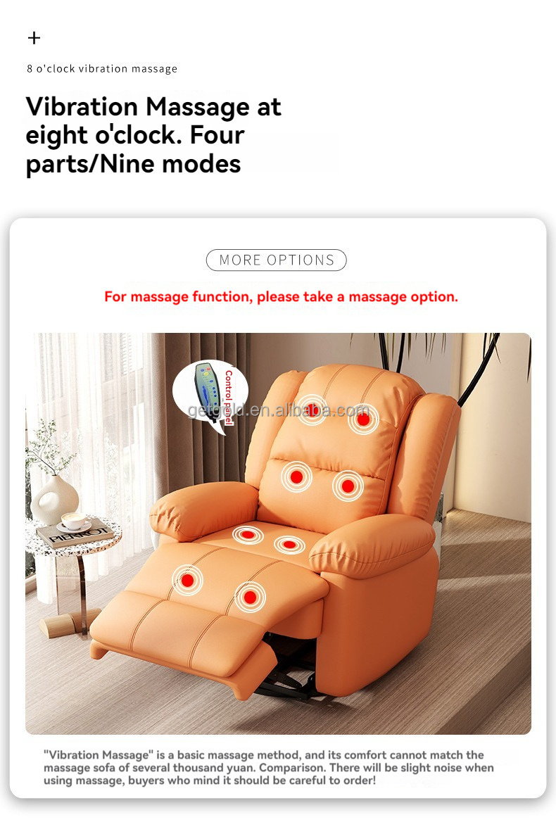 2024 Nordic Living Room Modern Single Electric Sofa Chair Orange Recliner Message Extendable Sofa