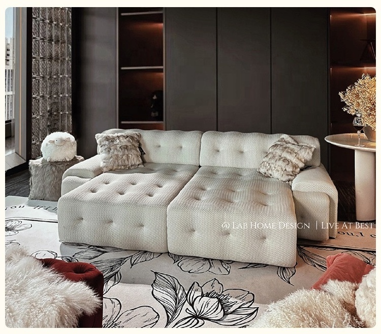 2024 Italian Minimalist Sofa Bed Electric Retractable Home Textile Fabric Dyed Yarn Woven Sofa