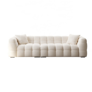 2024 Marshmallow Style Lamb Wool Fabric Living Room Sectional Sofa For Small Places