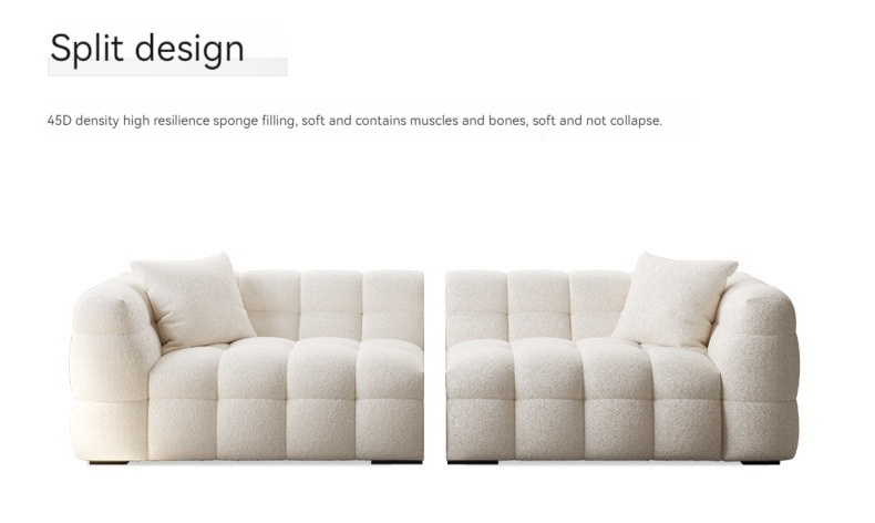 2024 Marshmallow Style Lamb Wool Fabric Living Room Sectional Sofa For Small Places