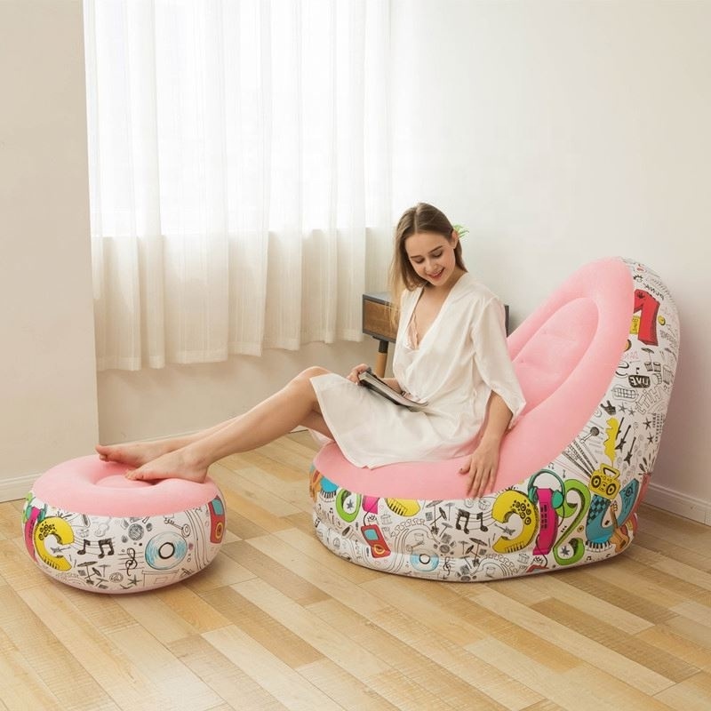 Lazy Sofa Inflatable Folding Recliner Outdoor Sofa Bed With Inflation Pump Factory Wholesale