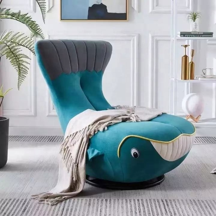 Creative Design Of Living Room Bedroom Children Revolving Whale Rocker Lounge Chair