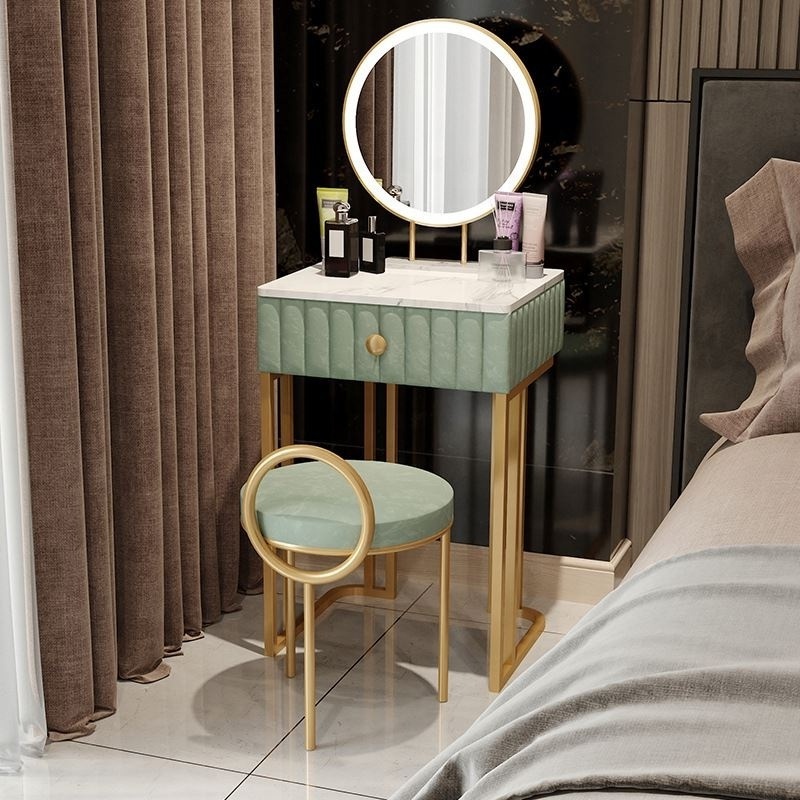 Modern Simple Flannelette Bedroom Furniture Mini Metal Makeup Light Luxury Delicate Dressing Table Set Dresser