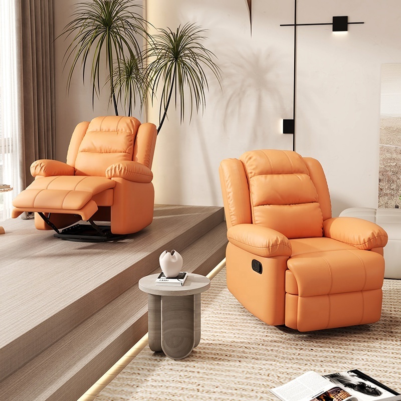 2024 Nordic Living Room Modern Single Electric Sofa Chair Orange Recliner Message Extendable Sofa