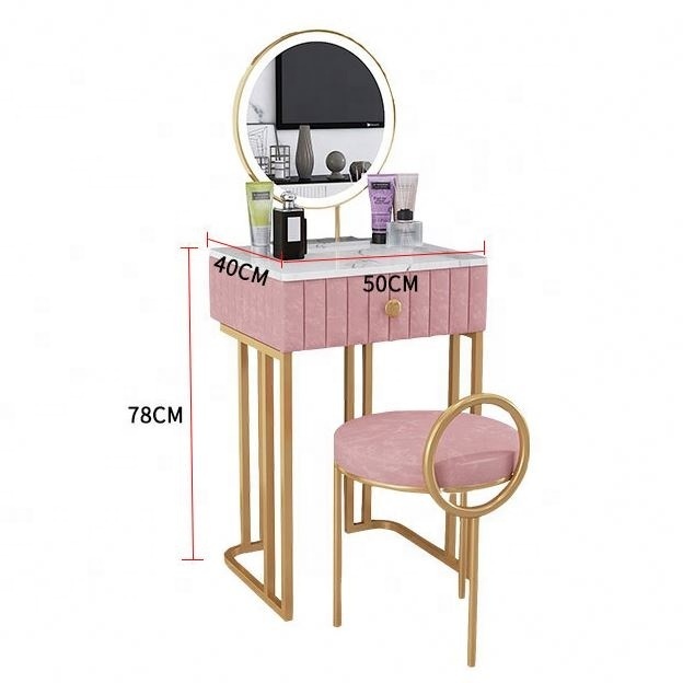 Modern Simple Flannelette Bedroom Furniture Mini Metal Makeup Light Luxury Delicate Dressing Table Set Dresser