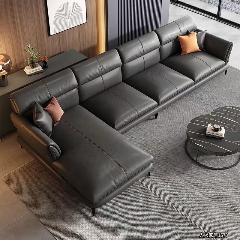 Italian Luxury Sofa Set Furniture GENUINE LEATHER L - Shaped Latex Combination Living Room Sofas