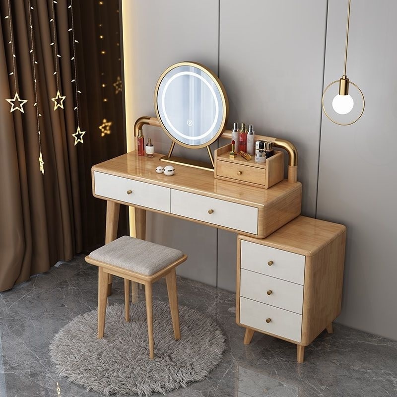 Solid Wood Dressing Table Designs Bedroom Modern Makeup Mirror Locker Makeup Table Makeup Dressing Table For Room