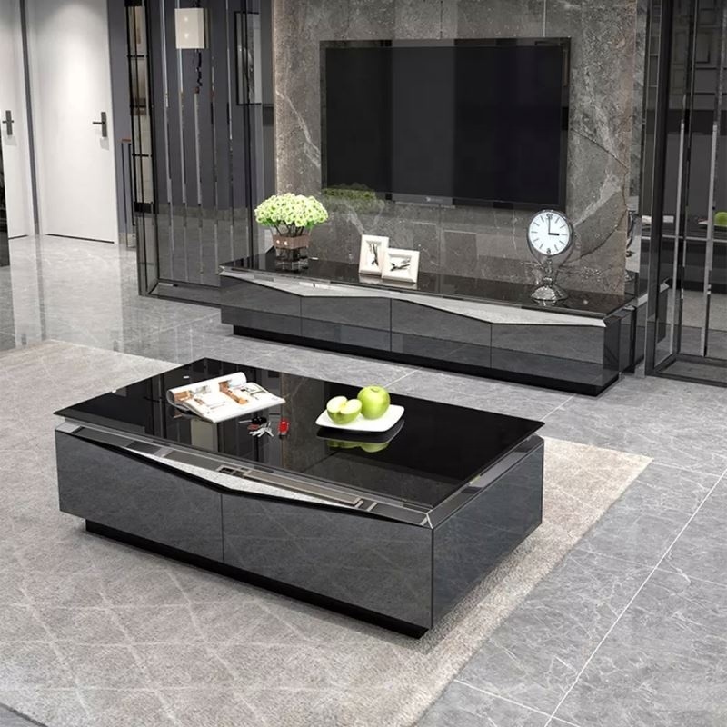 Modern Luxury Gold Metal White Black Tv Stand Center Tea Table And Tv Console Cabinet Stands Combination Living Room Furniture