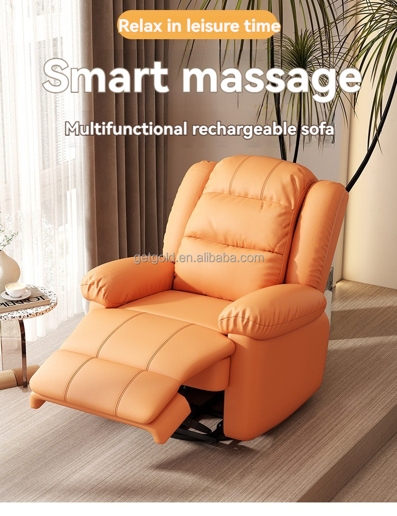 2024 Nordic Living Room Modern Single Electric Sofa Chair Orange Recliner Message Extendable Sofa