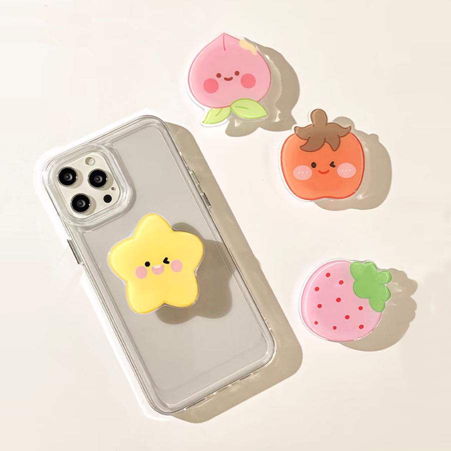 Manufacturer custom high quality epoxy phone holder griptok socket cute cartoon backpack duckling acrylic phone grips