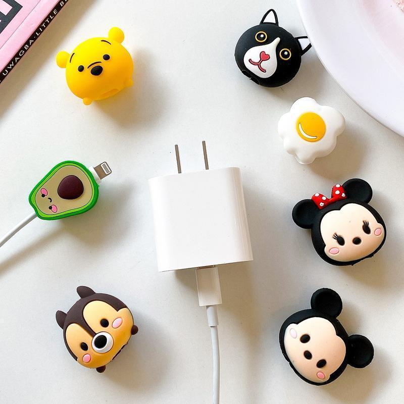 Wholesale cheap cute cartoon silicone USB data cable protective sleeve interface universal charging cable protector