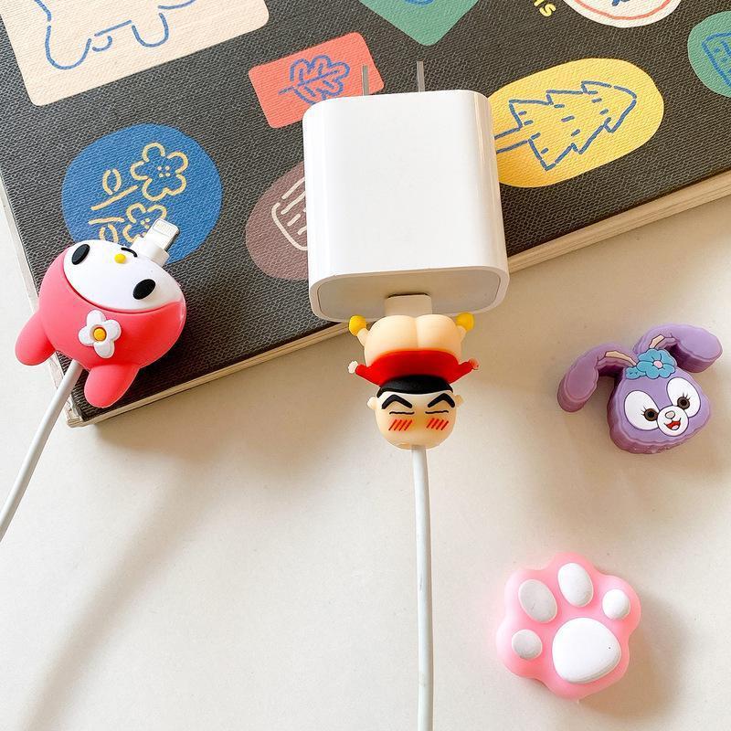 Wholesale cheap cute cartoon silicone USB data cable protective sleeve interface universal charging cable protector